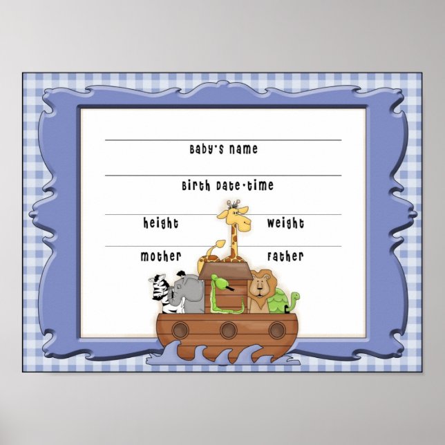 Affiche Noah's Ark Boy Birth Certificate (Devant)
