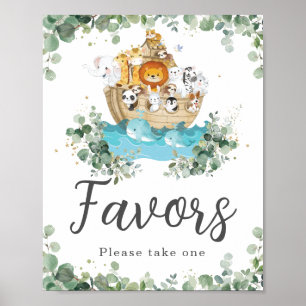 Affiche Noah's Ark Green Baby shower d'anniversaire Faveur