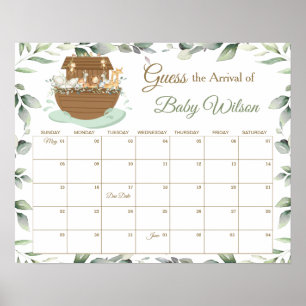 Affiche Noah's Ark Greenery Guess Baby's due Date de Jeu