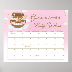 Affiche Noah's Ark Pink Girl Guess Baby's Due Date Game