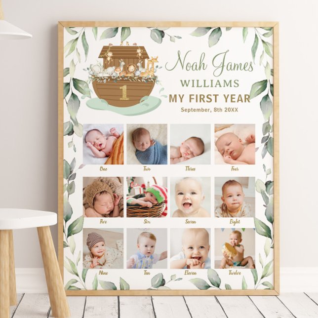 Affiche Noah's Ark Première année Jalons Photos Photos (noah's ark photographs pictures baby first year milestones sign month by month photo nursery decor )