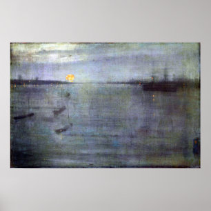 Affiche Nocturne de James McNeil Whistler en bleu et or