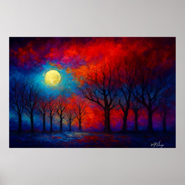 Affiche Nocturne en cramoisi et cobalt (Devant)
