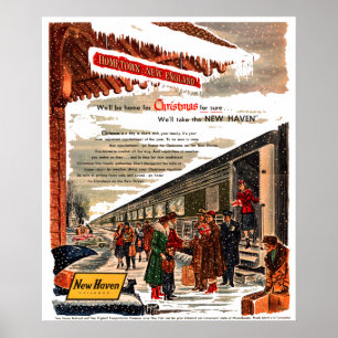 Affiche Noël 1947 du chemin de fer New Haven