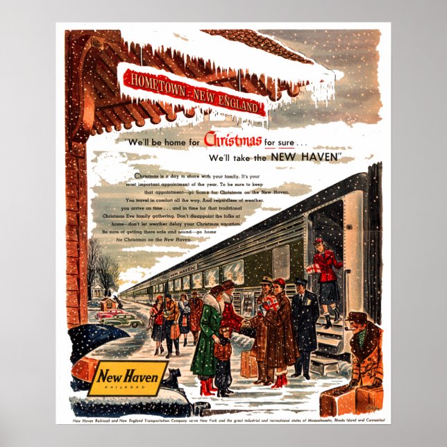 Affiche Noël 1947 du chemin de fer New Haven (Devant)