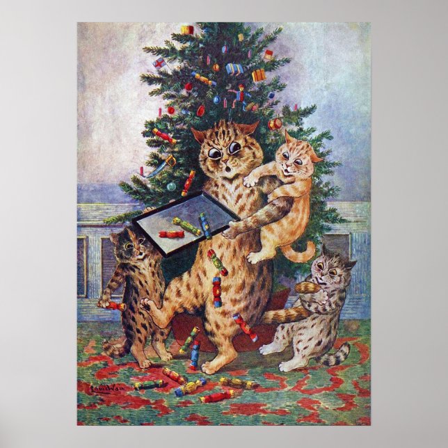 Affiche Noël à Catland, Louis Wain (Devant)