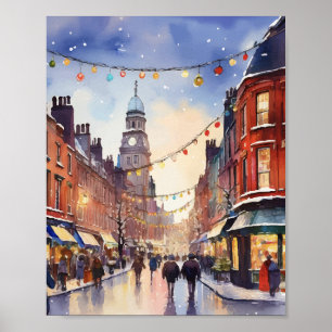 Affiche Noël à Dublin Irlande Watercolor