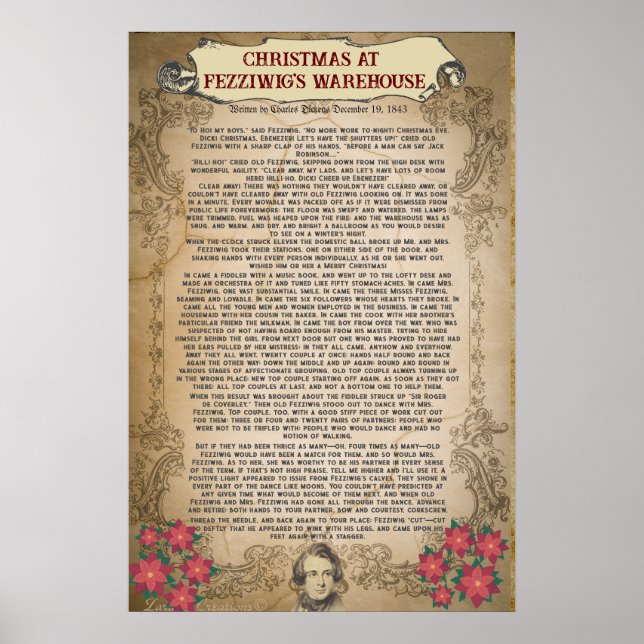 Affiche Noël à Fezzwig's Warehouse Noël Carol | (Devant)