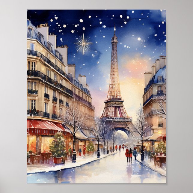 Affiche Noël à Paris Tour Eiffel (Devant)