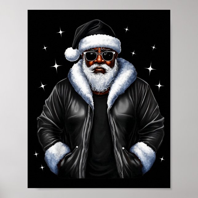 Affiche Noël afro-américain Xmas Afro Père Noël  (Devant)