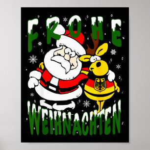 Affiche Noël allemand Allemagne Frohe Weihnachten Joyeux