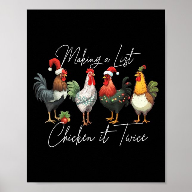 Affiche Noël Amoureux du poulet Noël Noël Chapeau de Noël  (Devant)