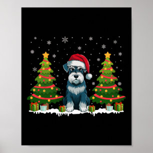 Affiche Noël Arbre Lumière Schnauzer Chien Noël Noël Chape