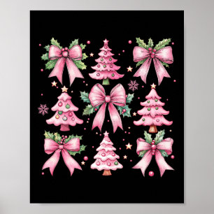Affiche Noël Arbre mignonne Retro Coquette Bow Rose Femmes