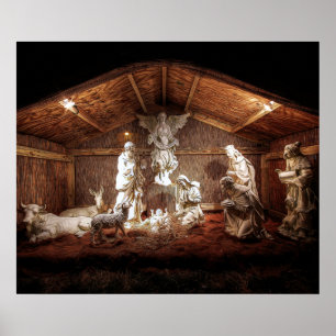 Affiche Noël Avent Jésus Nativité Manger Scène