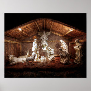 Affiche Noël Avent Jésus Nativité Manger Scène