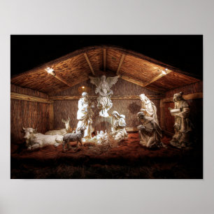 Affiche Noël Avent Jésus Nativité Manger Scène