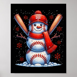 Affiche Noël Baseball Snowman Boys Baseball Noël