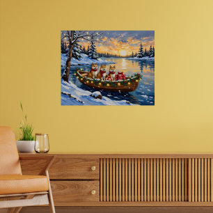 Affiche Noël Bateau Akita Fêtes