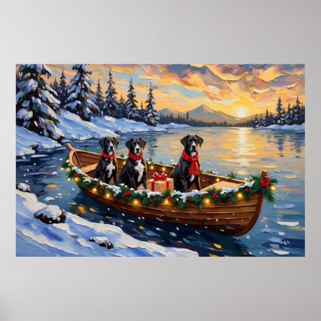 Affiche Noël Bateau de Noël Grand Danois (Devant)