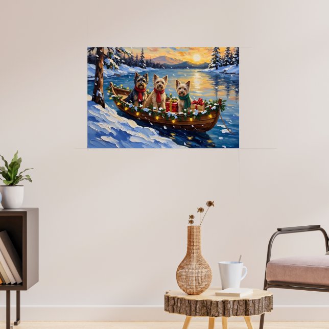 Affiche Noël Bateau de Terrier Tibétain Fêtes (Salon 3)
