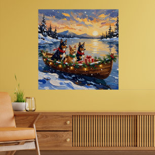 Affiche Noël Bateau de vacances de Kelpie australien