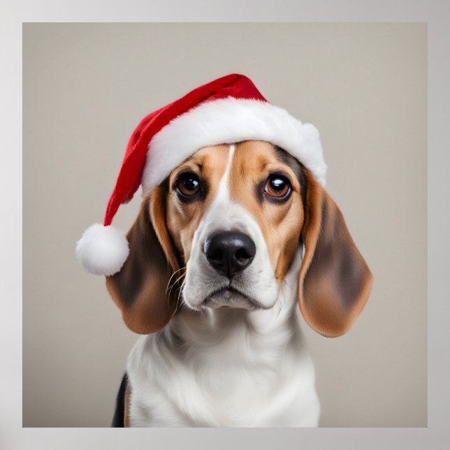 Affiche Noël beagle (Devant)