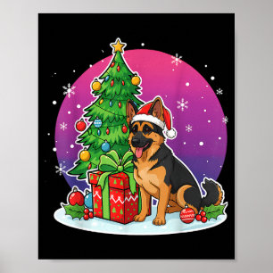 Affiche Noël Berger Allemand Chapeau de Père Noël Xmas Hom