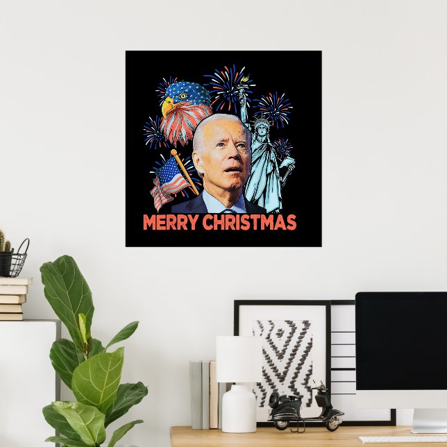 Affiche Noël Biden Drôle Joe Biden Confus Noël (Bureau à domicile)