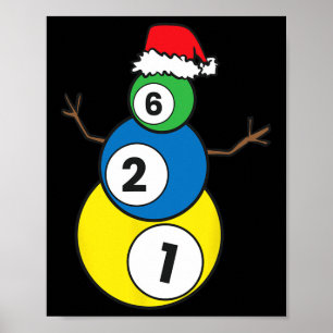 Affiche Noël Billard Snowman Enfants Noël présent