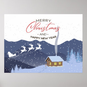 Affiche Noël Bonne année PÈRE NOËL