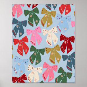 Affiche Noël Bows Coquette bleu