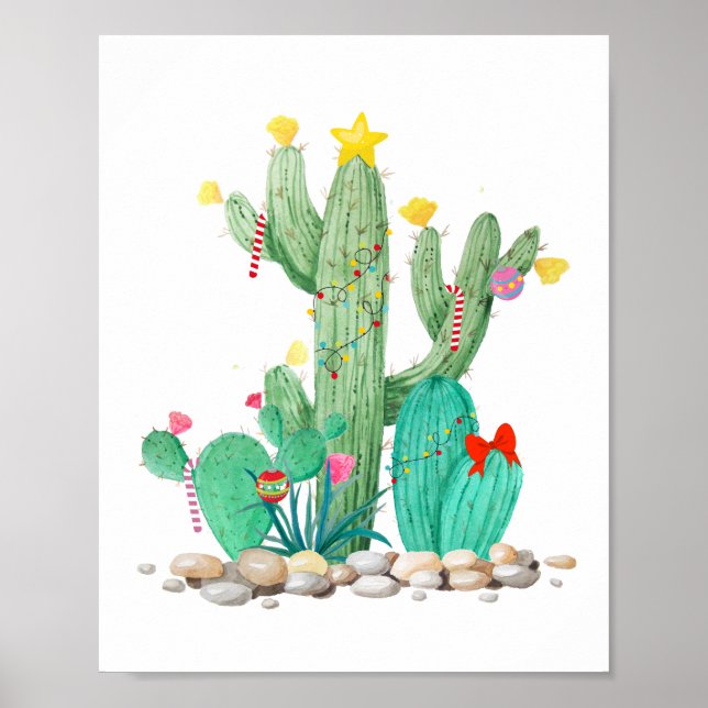 Affiche Noël Cactus Vacances Sud-Ouest Ouest Ouest (Devant)