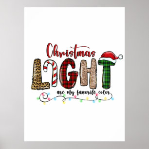 Affiche Noël Cadeau Noël Lumière sont ma couleur préférée