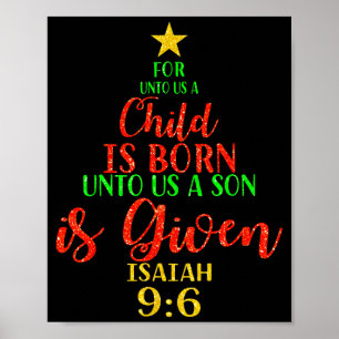 Affiche Noël Car Pour Nous Un Enfant Est Né Xmas Christi