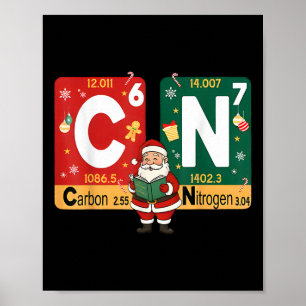 Affiche Noël Carbone Azote 67 Drôle Science Père Noël T