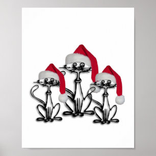 Affiche Noël Caroling Chats Joyeux Amusants
