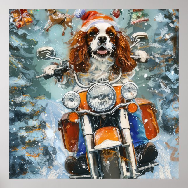 Affiche Noël Cavalier King Charles Spaniel (Devant)