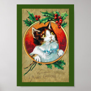 Affiche Noël, Chat de Noël