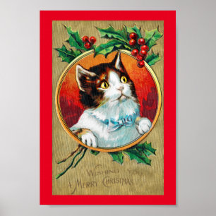Affiche Noël, Chat de Noël