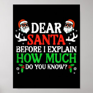 Affiche Noël Cher Père Noël Combien En Savoir Vous Xmas Fe