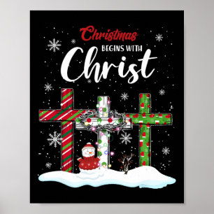 Affiche Noël Commence Avec Christ Snowman Christian Cro