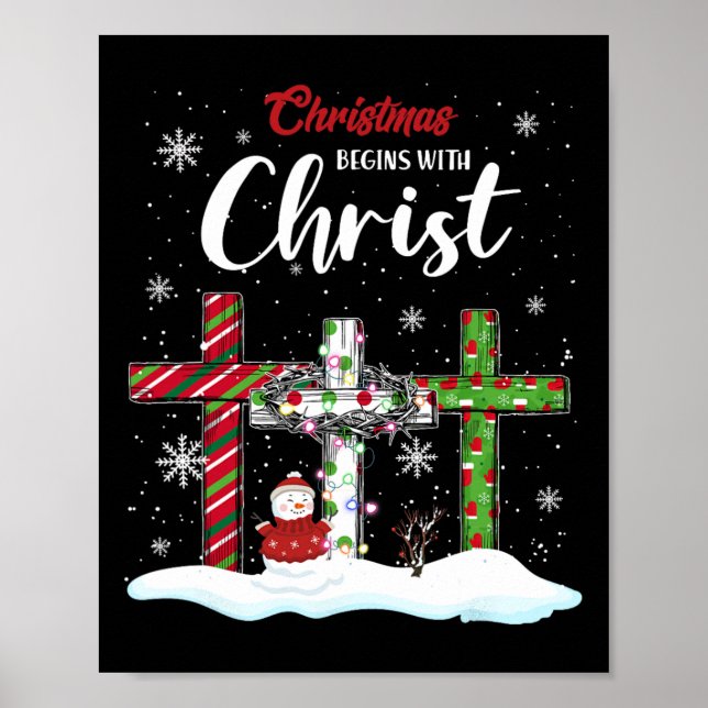 Affiche Noël Commence Avec Christ Snowman Christian Cro (Devant)