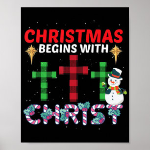 Affiche Noël Commence Avec Christ Snowman Christian Rel