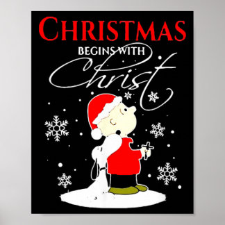 Affiche Noël commence avec le Christ Cadeau de Noël Fête