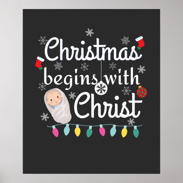 Affiche Noël commence avec le Christ T-shirt (Devant)