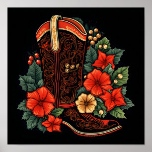 Affiche Noël cowboy vacances de démarrage