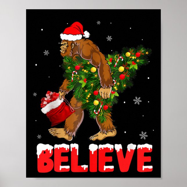 Affiche Noël Croit Bigfoot Funny Arbre De Noël Pour Hommes (Devant)