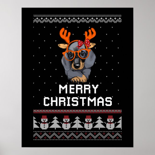 Affiche Noël Dachshund (Devant)