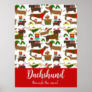 Affiche Noël Dachshund Funny Holiday